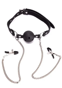 Adjustable Ball Gag & Nipple Clamps