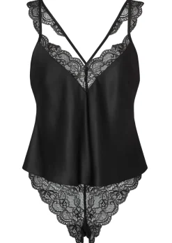 Admiring Satin Lace Cami Top & Shorts Set - Black