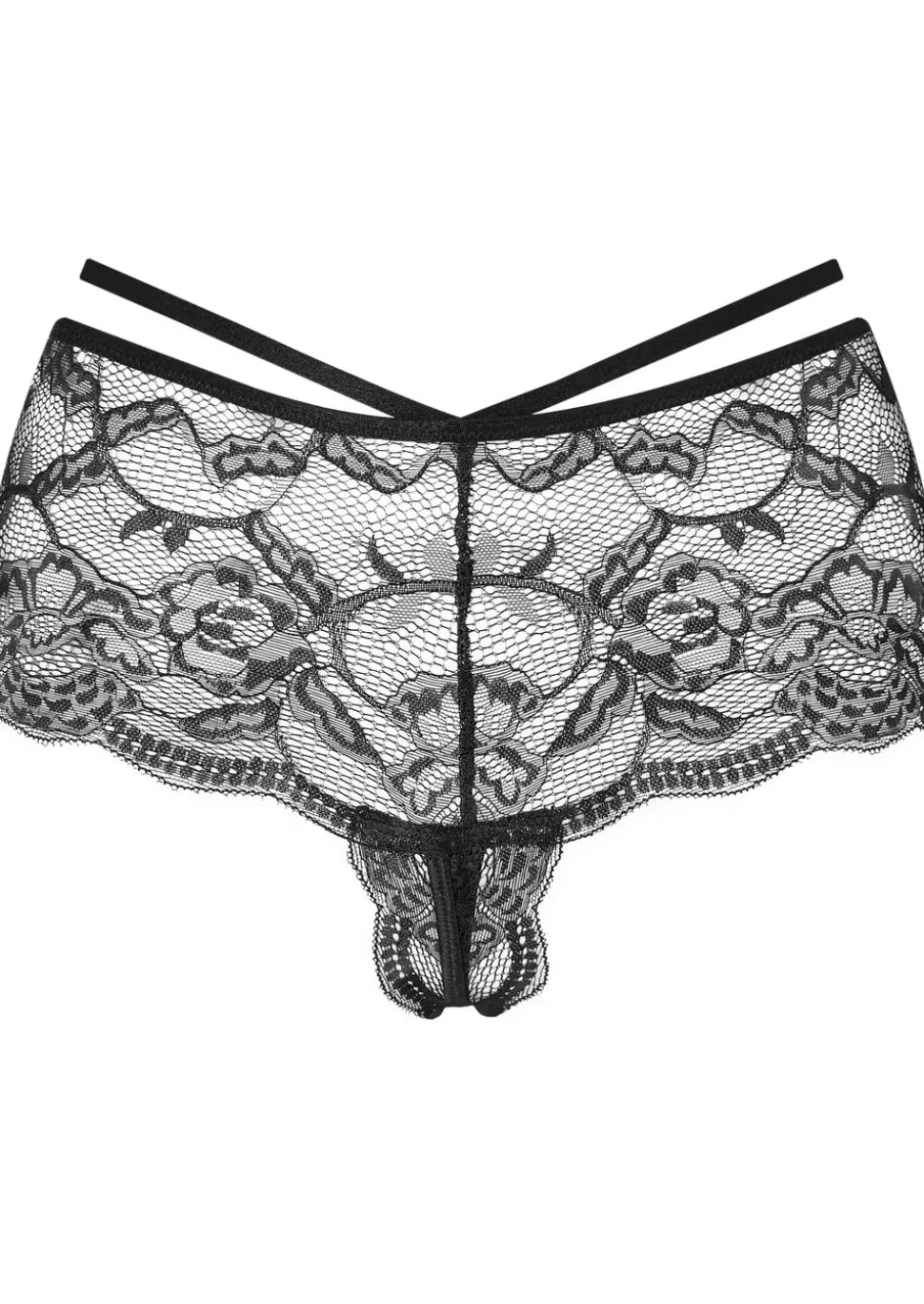 Adore You Lace Crotchless Short - Black
