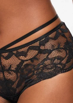 Adore You Lace Crotchless Short - Black