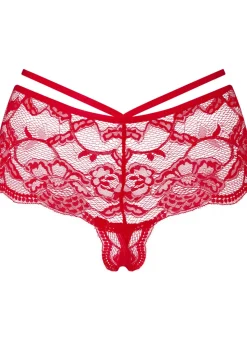 Adore You Lace Crotchless Short - Red