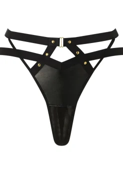 After Dark PU Crotchless G-String - Black