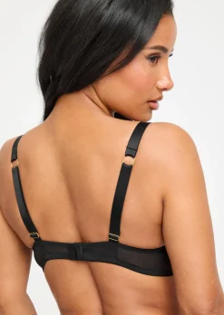 After Dark PU Padded Plunge Bra - Black