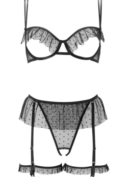 All Mine Crotchless Lingerie 2 Piece Set - Black