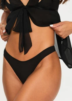 All Your Desires Crotchless Babydoll Lingerie 2 Piece Set - Black