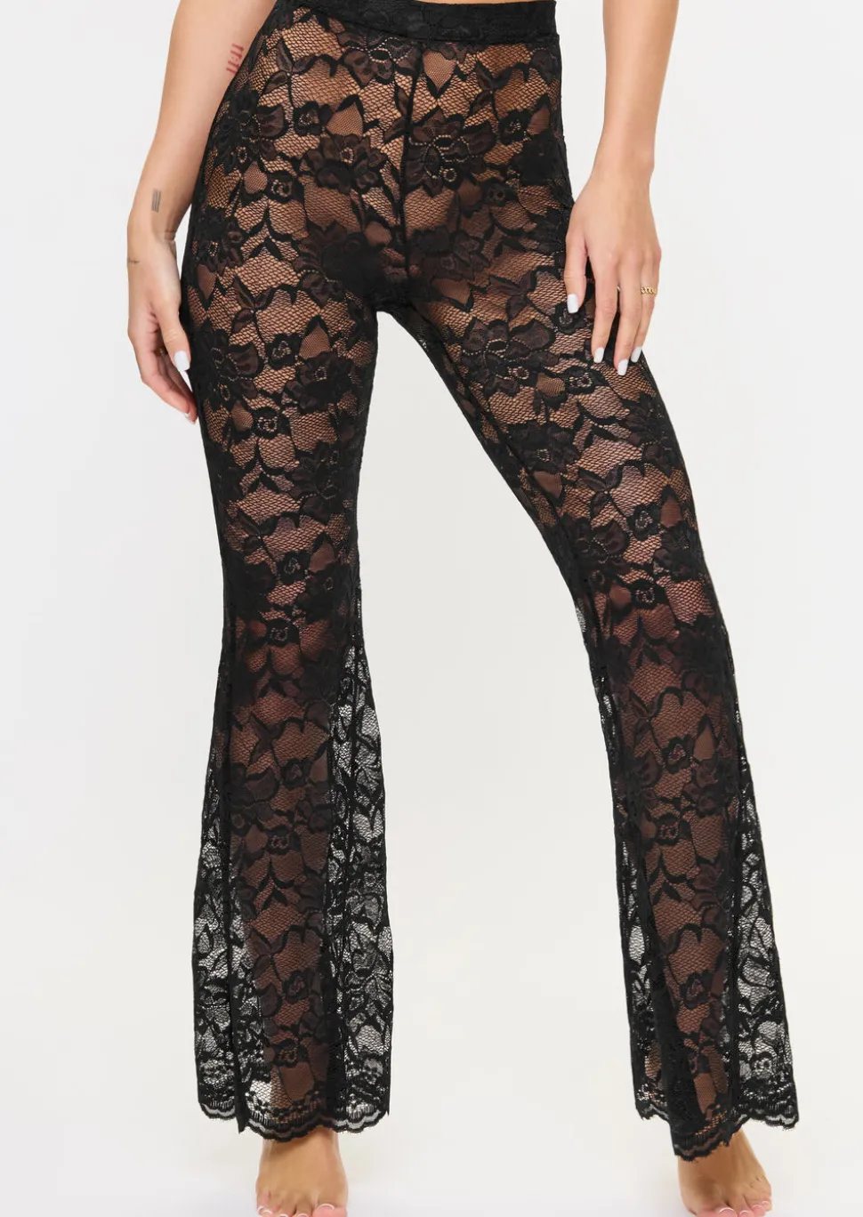 Amalia Lace Flared Trouser - Black