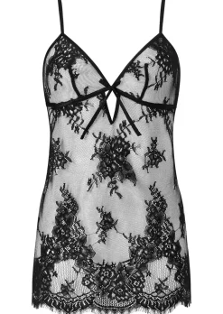 Availing All Over Lace Chemise Lingerie - Black