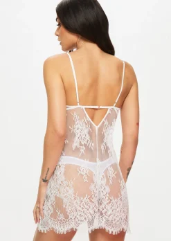 Availing All Over Lace Chemise Lingerie - White