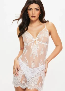 Availing All Over Lace Chemise Lingerie - White