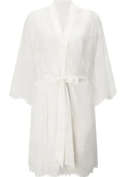 Availing All Over Lace Robe - White