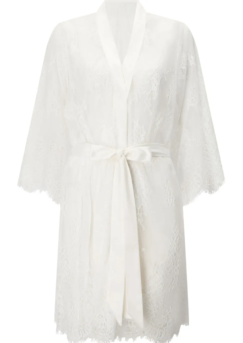 Availing All Over Lace Robe - White