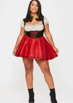 Beer Maid Sexy Costume with Apron - Black/Red