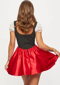Beer Maid Sexy Costume with Apron - Black/Red