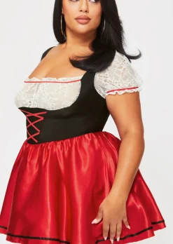 Beer Maid Sexy Costume with Apron - Black/Red
