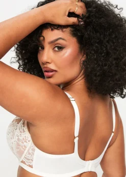 Caged Lace Non Padded Balcony Bra - Ivory