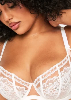 Caged Lace Non Padded Balcony Bra - Ivory