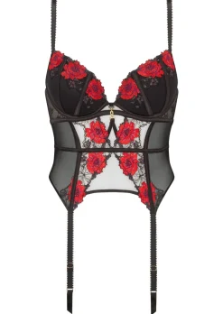 Caged Rose Padded Basque - Black/Red