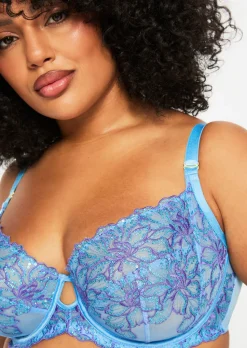 Camille Sequin Non Padded Fuller Bust Balcony Bra - Light Blue