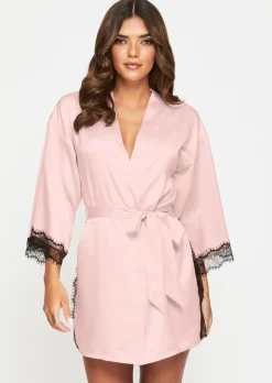 Cherryann Satin Lace Robe - Pale Pink