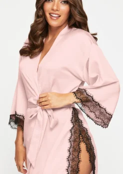 Cherryann Satin Lace Robe - Pale Pink