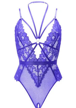 Confession Lace Crotchless Lingerie Body - Purple