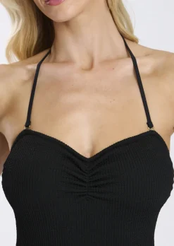 Crinkle Ruched Swimsuit - Black