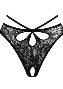 Dare Me Crotchless Brazilian Knickers - Black