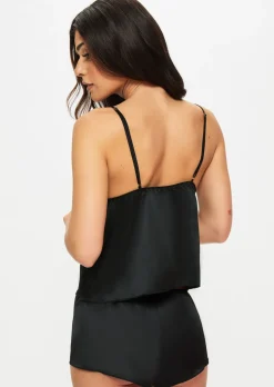 Delphine Satin Cami Top & Shorts Set - Black