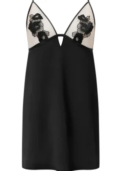 Delphine Satin Chemise Lingerie - Black