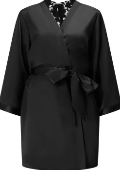 Delphine Satin Robe - Black