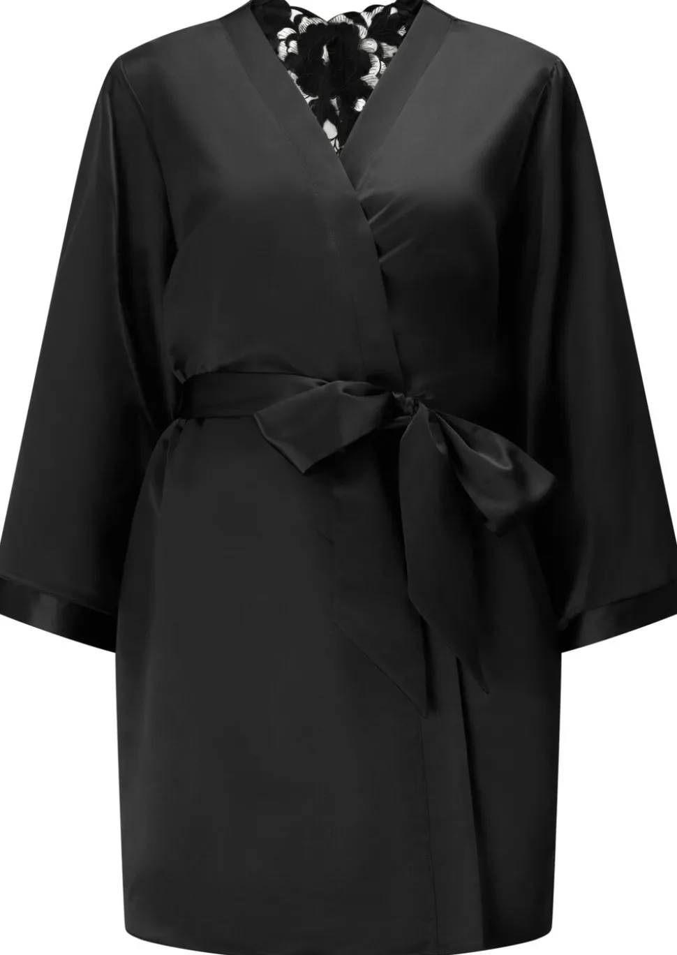 Delphine Satin Robe - Black