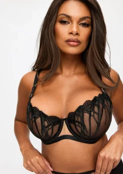 Desiring Decadence Fuller Bust Non Padded Balcony Bra - Black