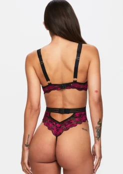 Embracing Lace Open Back Lingerie Body - Black/Pink