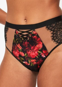 Enchanting Rose High Waist Brazilian - Black/Red