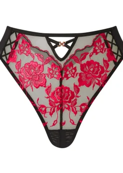 Endless Attraction Crotchless Thong - Black/Red