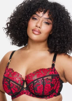 Endless Attraction Fuller Bust Non Padded Balcony Bra - Black/Red