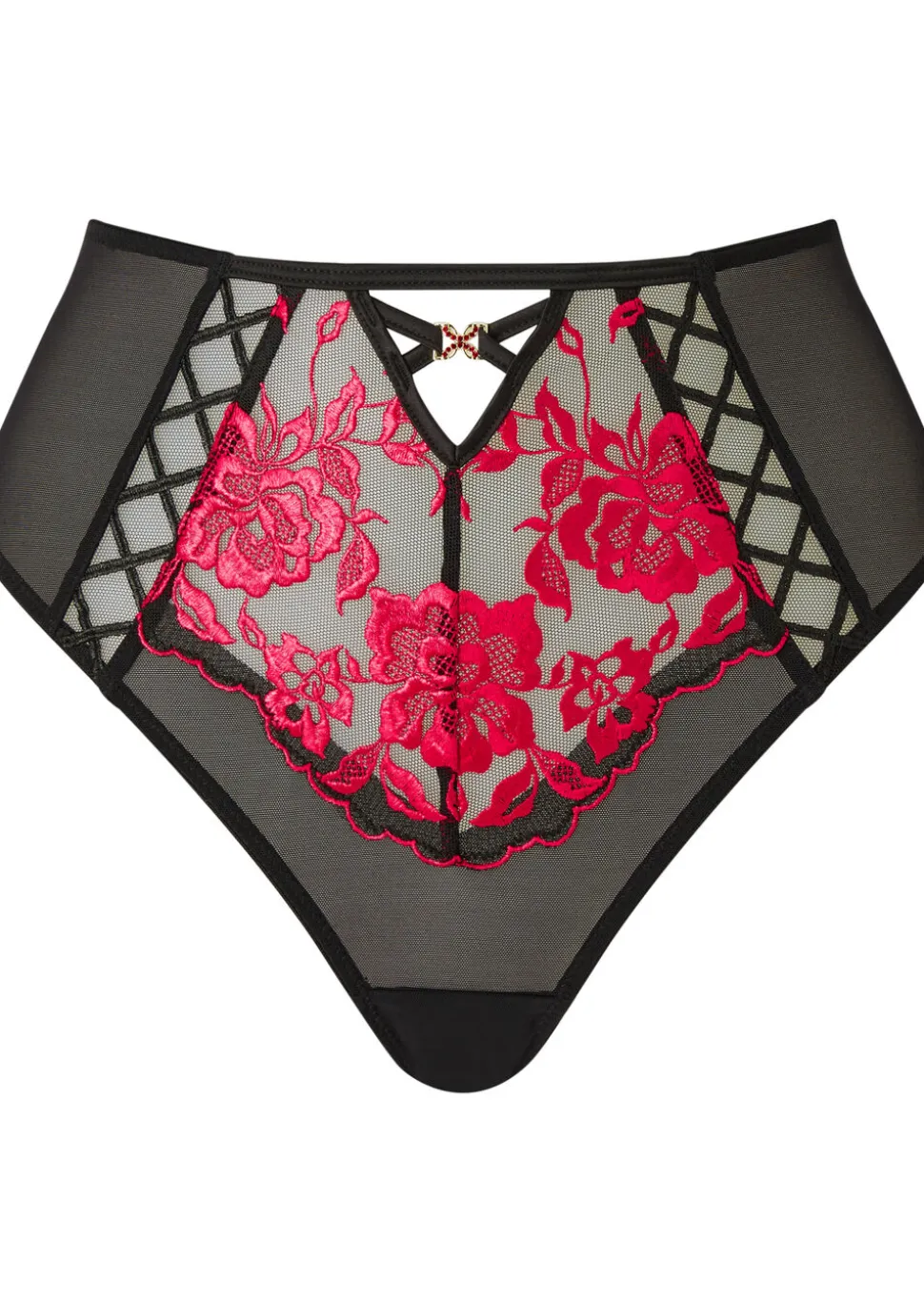 Endless Attraction High Waist Brazilian Knickers - Black/Red