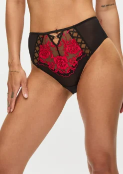Endless Attraction High Waist Brazilian Knickers - Black/Red