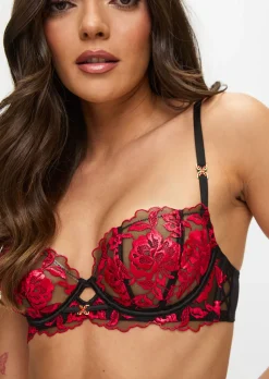 Endless Attraction Non Padded Plunge Bra - Black/Red
