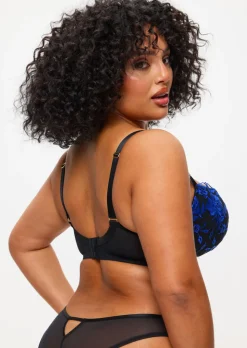 Endless Attraction Padded Plunge Bra - Black/Blue