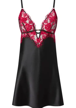Endless Attraction Satin Chemise Lingerie - Black/Red