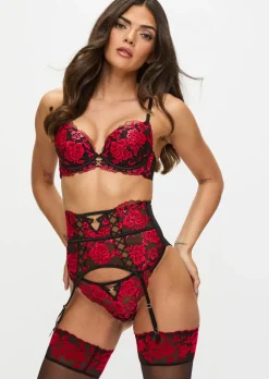 Endless Attraction Waspie Suspender - Black/Red