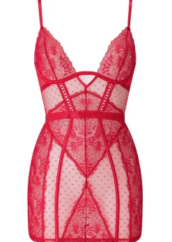 Entice Me Open Lace Up Back Erotic Dress - Red