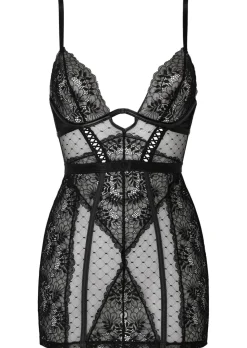 Entice Me Open Lace Up Back Erotic Dress - Black