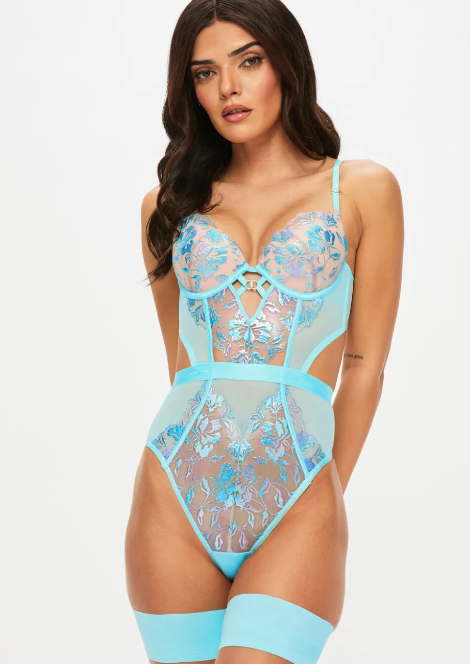 Euphoric Padded Plunge Lingerie Body - Aqua
