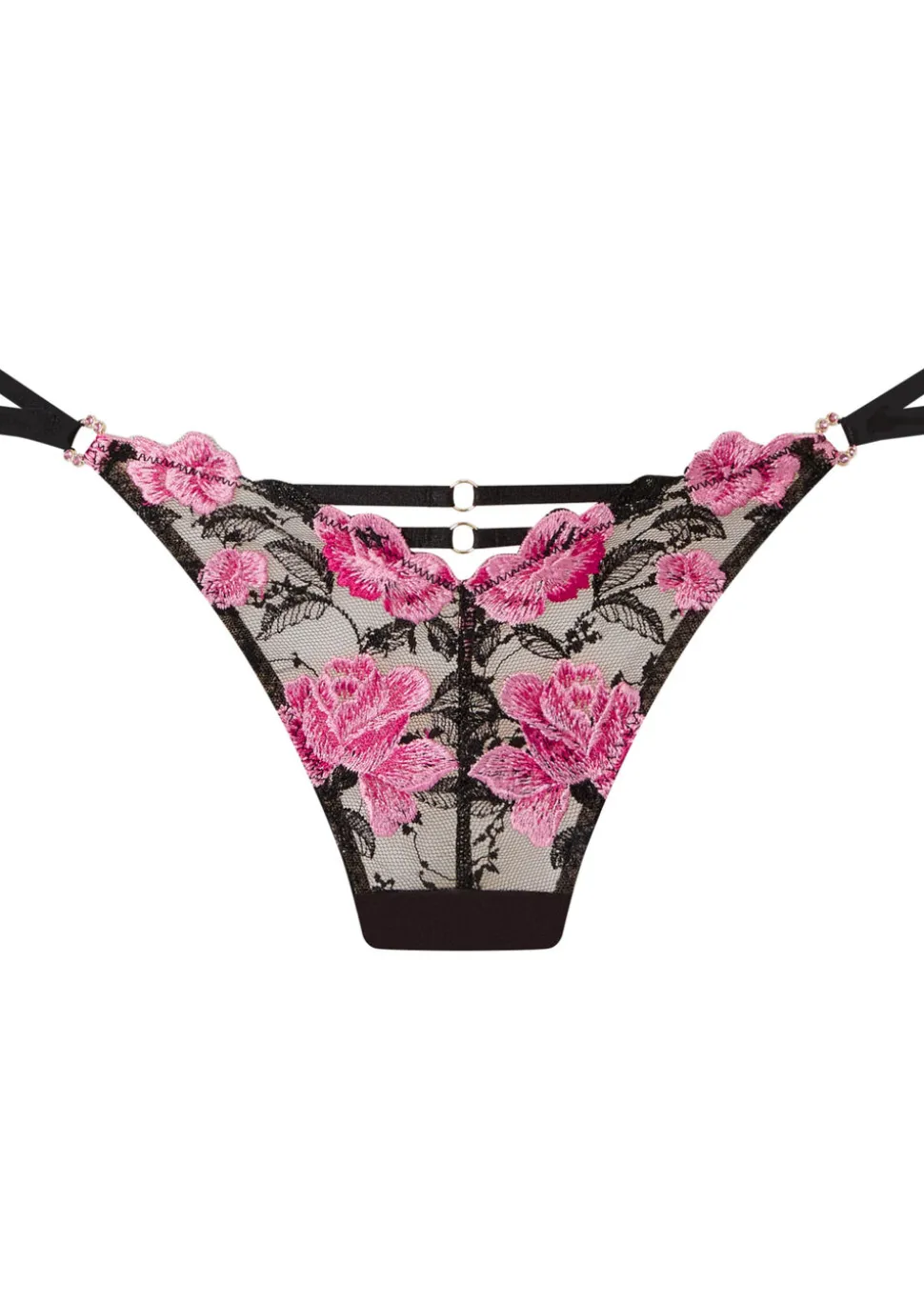 Everlasting Love Lace G-String - Black/Pink
