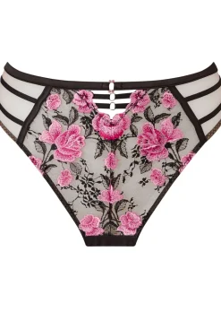 Everlasting Love Lace High Waisted Brazilian Knickers - Black/Pink
