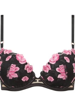 Everlasting Love Lace Padded Plunge Bra - Black/Pink