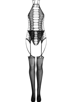 Eyes Locked Keyhole Cut Out Crotchless Bodystocking - Black