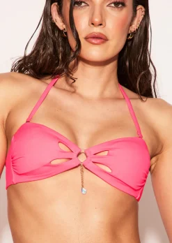Fiji Flare Bandeau Bikini Top - Bright Pink